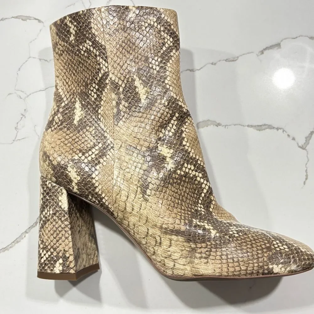 Sam Edelman Women’s Block Heels Snakeskin Square Toe CODIE Ankle Boots Size 8